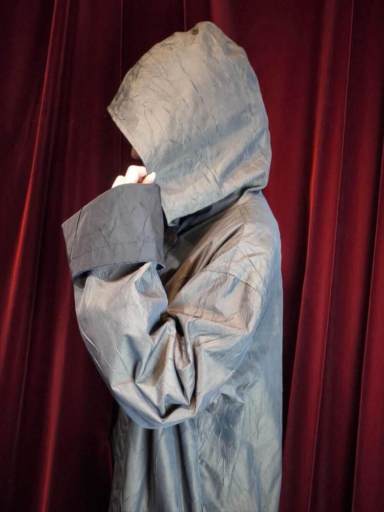 Iridescent  Black Hoodie Nylon Coat Reversible