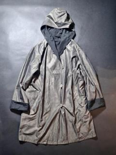 Iridescent  Black Hoodie Nylon Coat Reversible