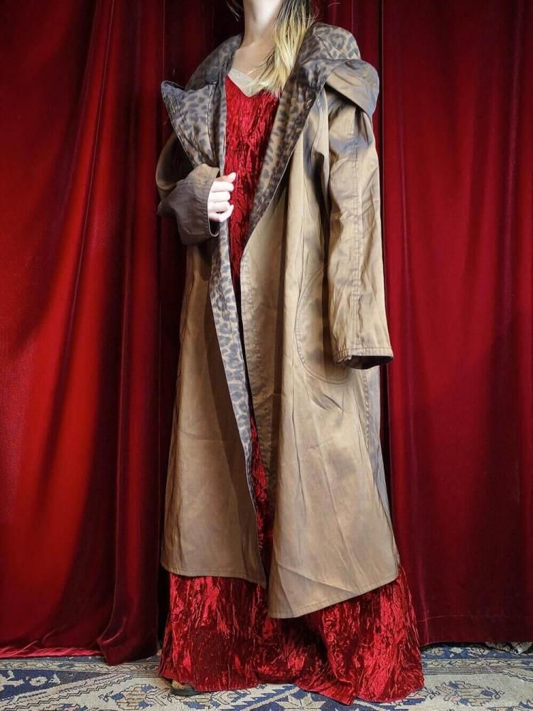 и Bronze  Leopard Big Hoodie Nylon Coat Reversible