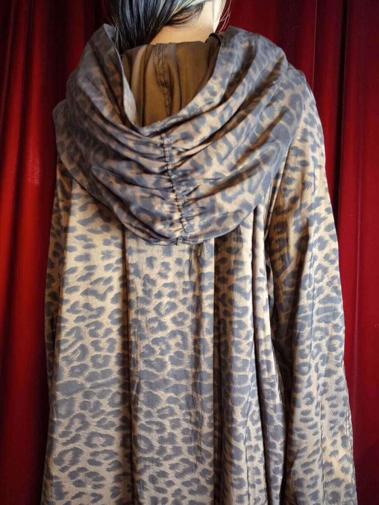 и Bronze  Leopard Big Hoodie Nylon Coat Reversible