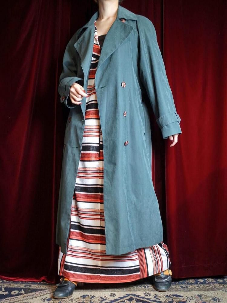Deep Green Peach Skin Trench Coat / 賰ǽ饤ʡ