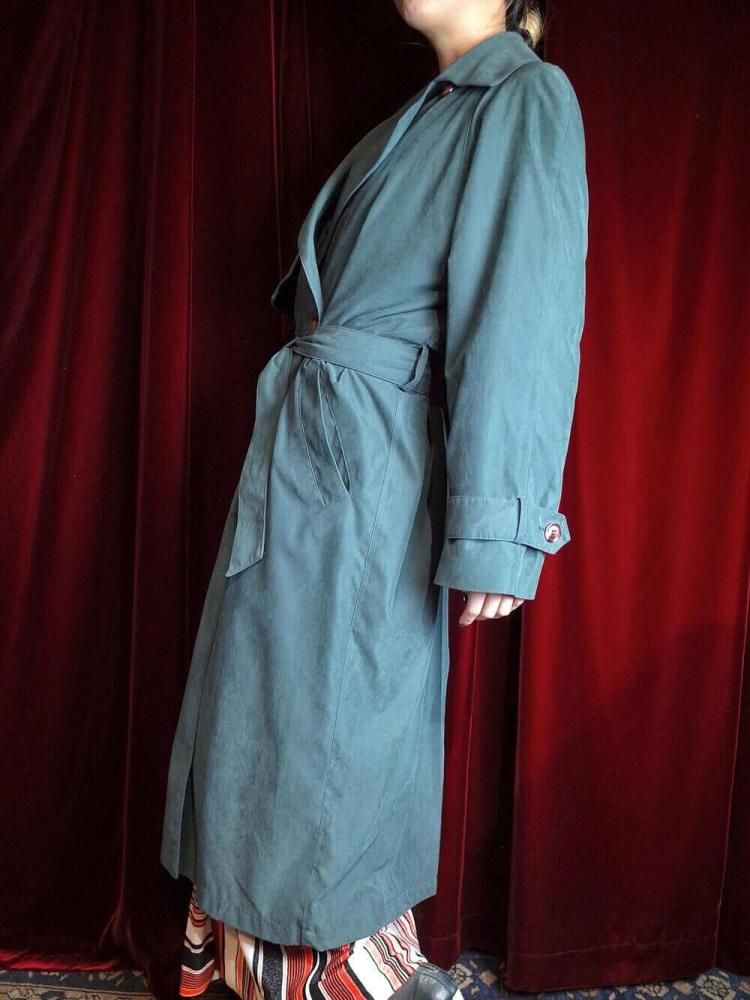 Deep Green Peach Skin Trench Coat / 賰ǽ饤ʡ