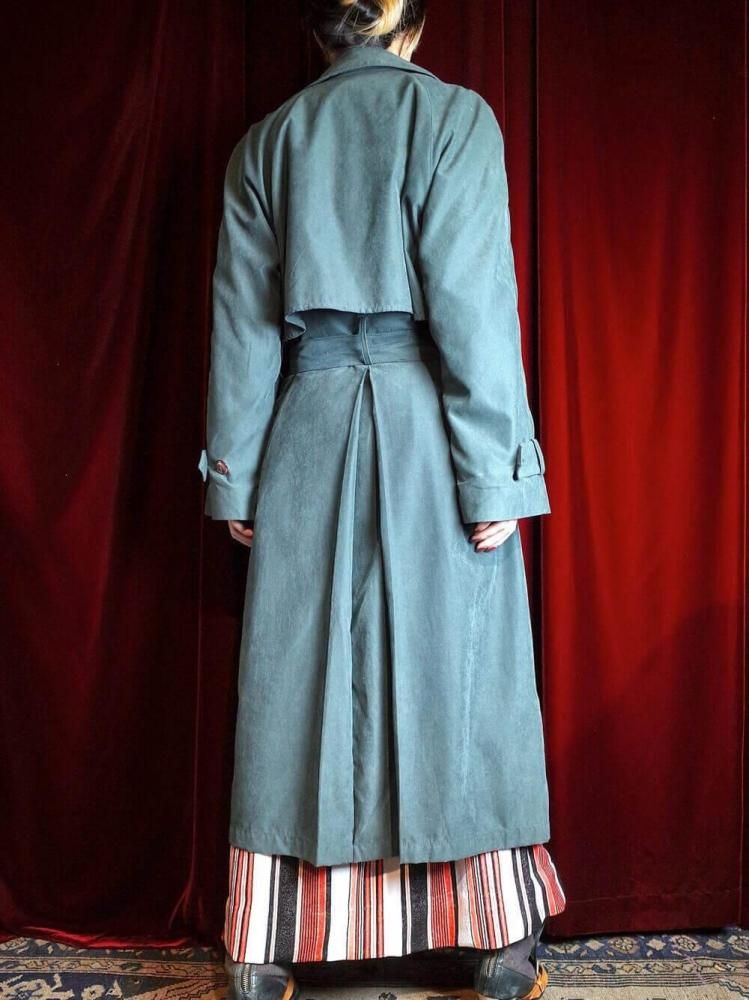 Deep Green Peach Skin Trench Coat / 賰ǽ饤ʡ