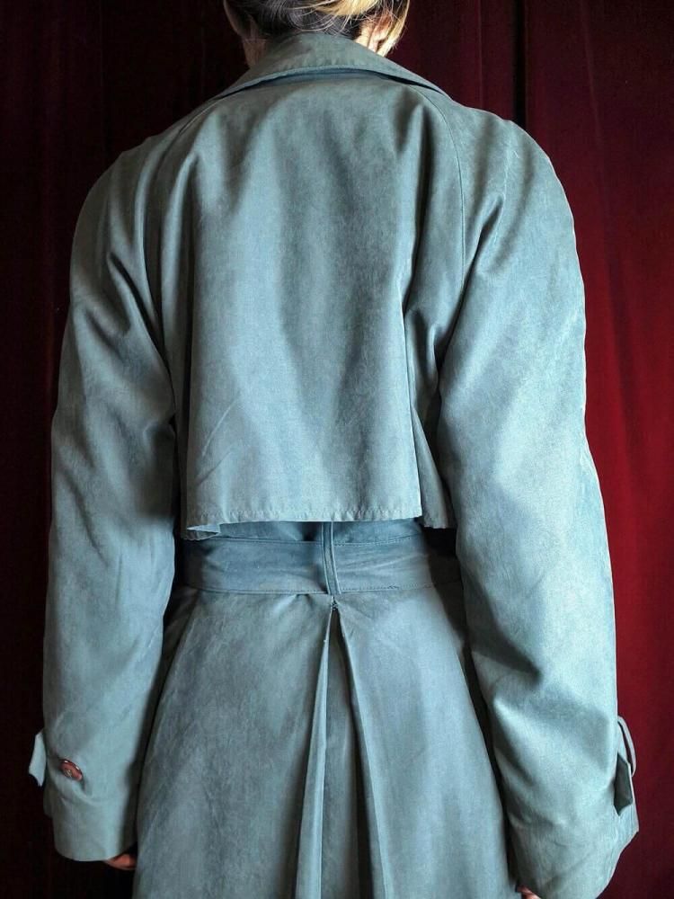 Deep Green Peach Skin Trench Coat / 賰ǽ饤ʡ