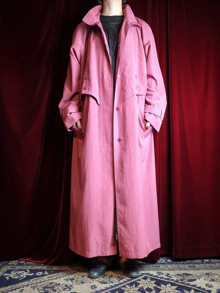 High Neck  Waist Shape Pink Color Coat