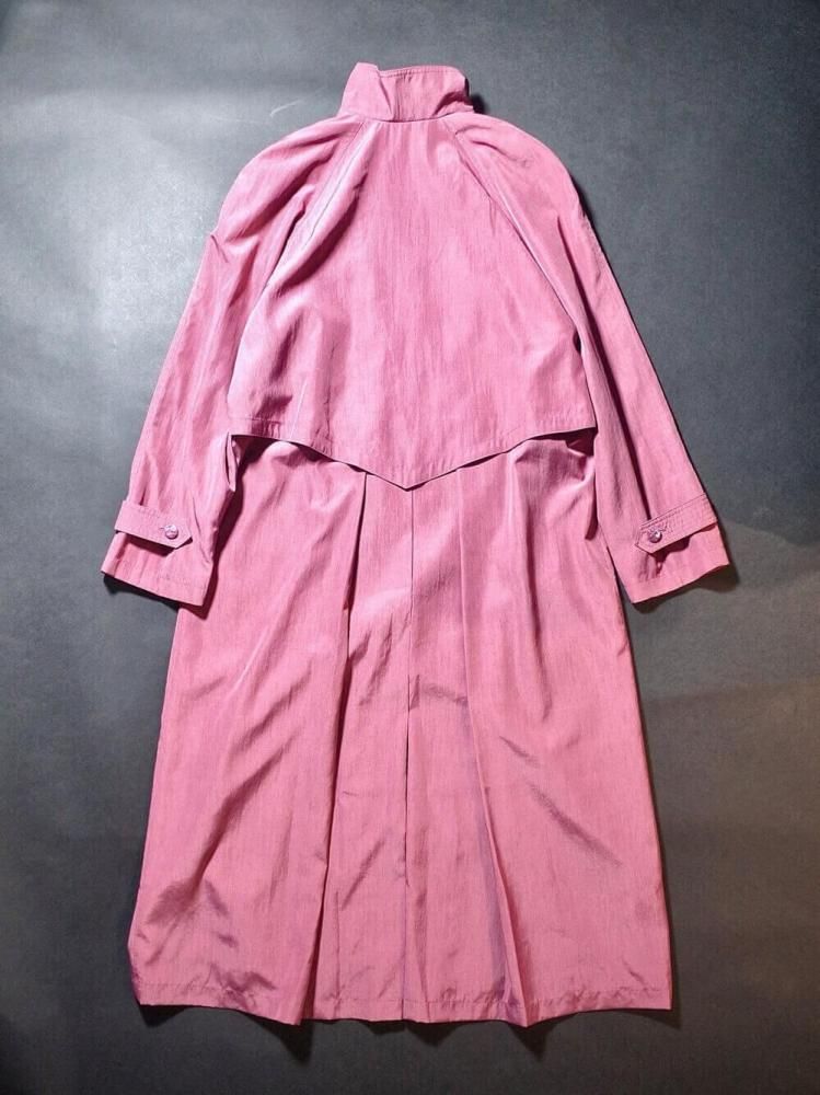 High Neck  Waist Shape Pink Color Coat