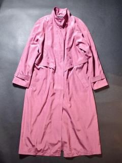 High Neck  Waist Shape Pink Color Coat