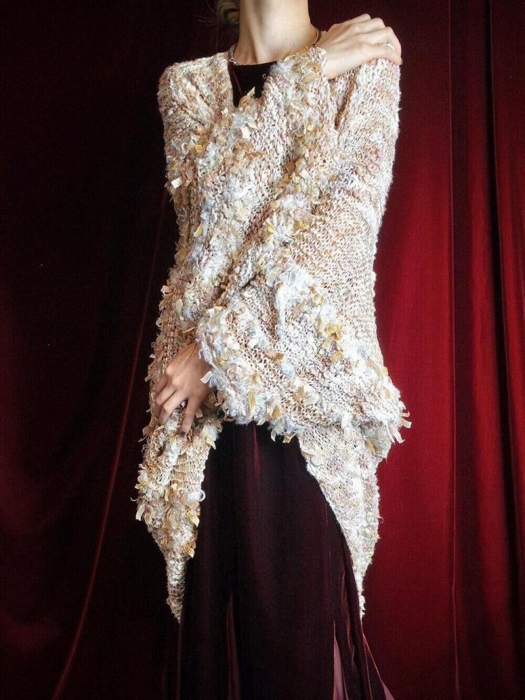 Cocoon Silhouette Shaggy Knit Gown