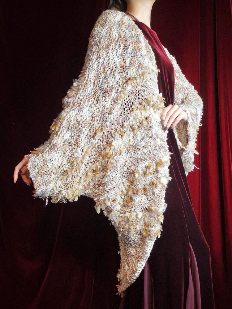 Cocoon Silhouette Shaggy Knit Gown