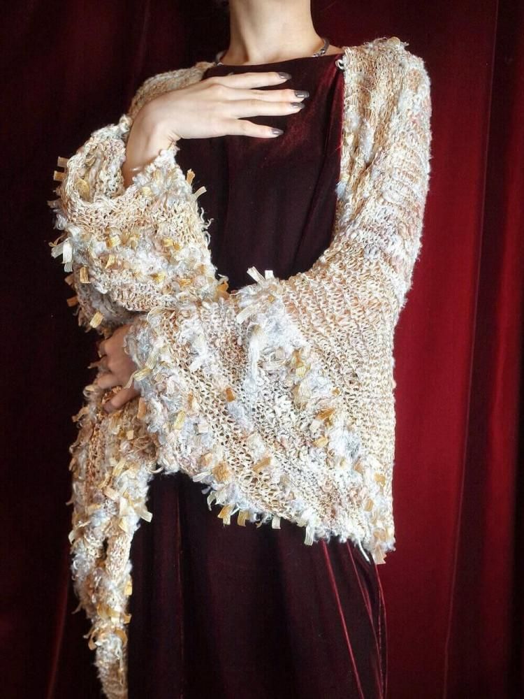 Cocoon Silhouette Shaggy Knit Gown