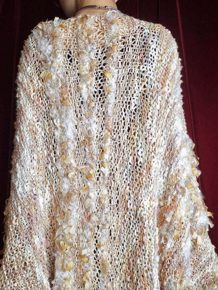 Cocoon Silhouette Shaggy Knit Gown