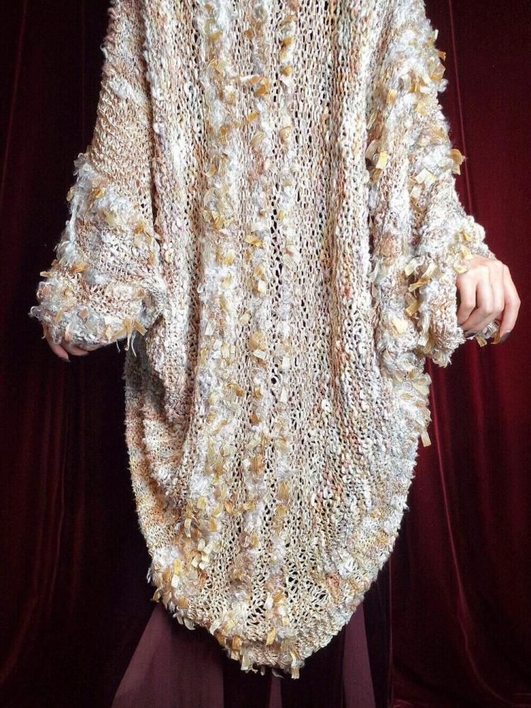 Cocoon Silhouette Shaggy Knit Gown