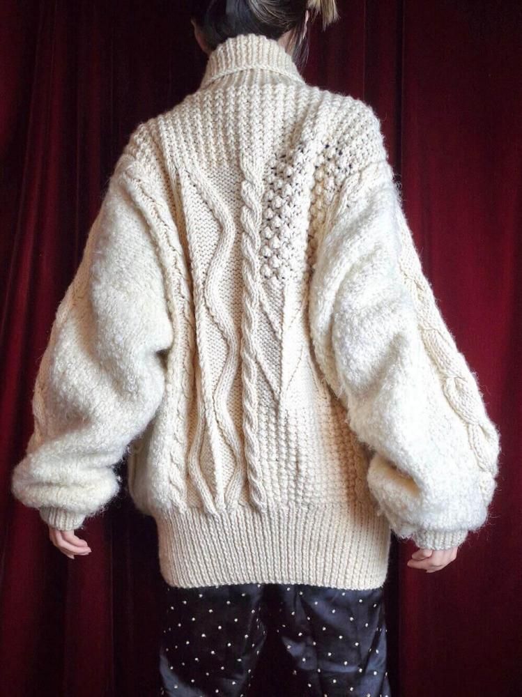 "HAND KNITTED IN IRELAND" Aran Knit Blouson