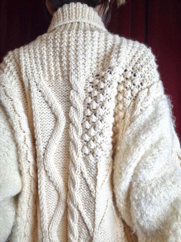 "HAND KNITTED IN IRELAND" Aran Knit Blouson