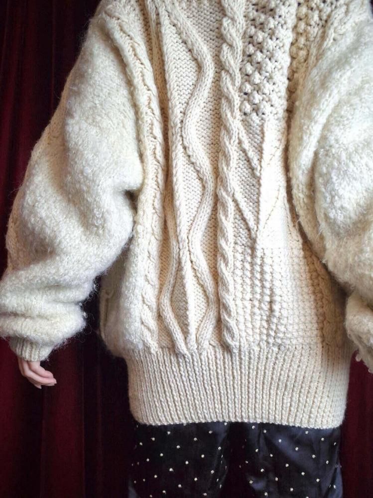 "HAND KNITTED IN IRELAND" Aran Knit Blouson
