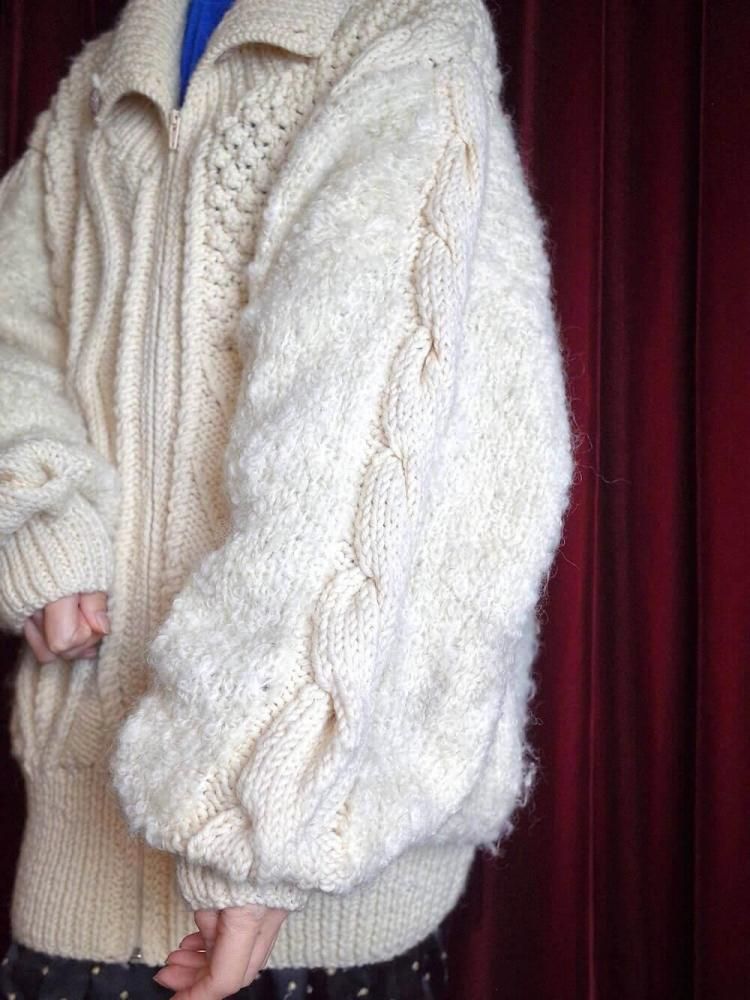 "HAND KNITTED IN IRELAND" Aran Knit Blouson