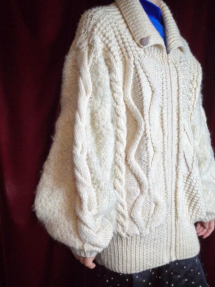 "HAND KNITTED IN IRELAND" Aran Knit Blouson
