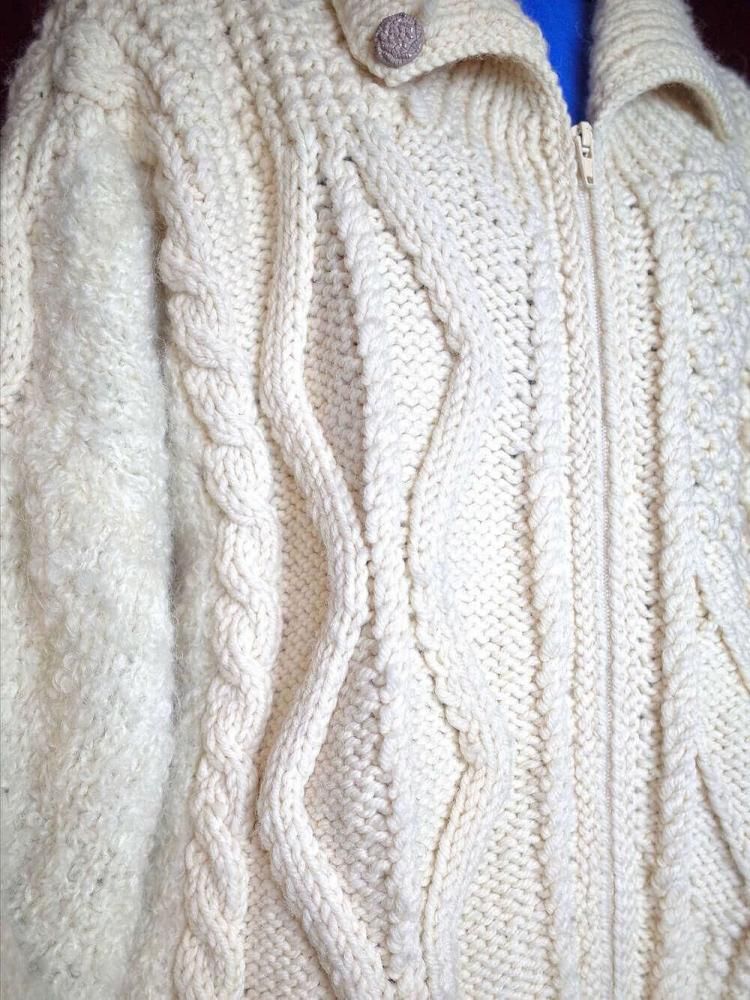"HAND KNITTED IN IRELAND" Aran Knit Blouson
