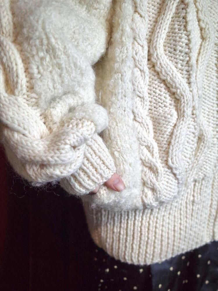 "HAND KNITTED IN IRELAND" Aran Knit Blouson