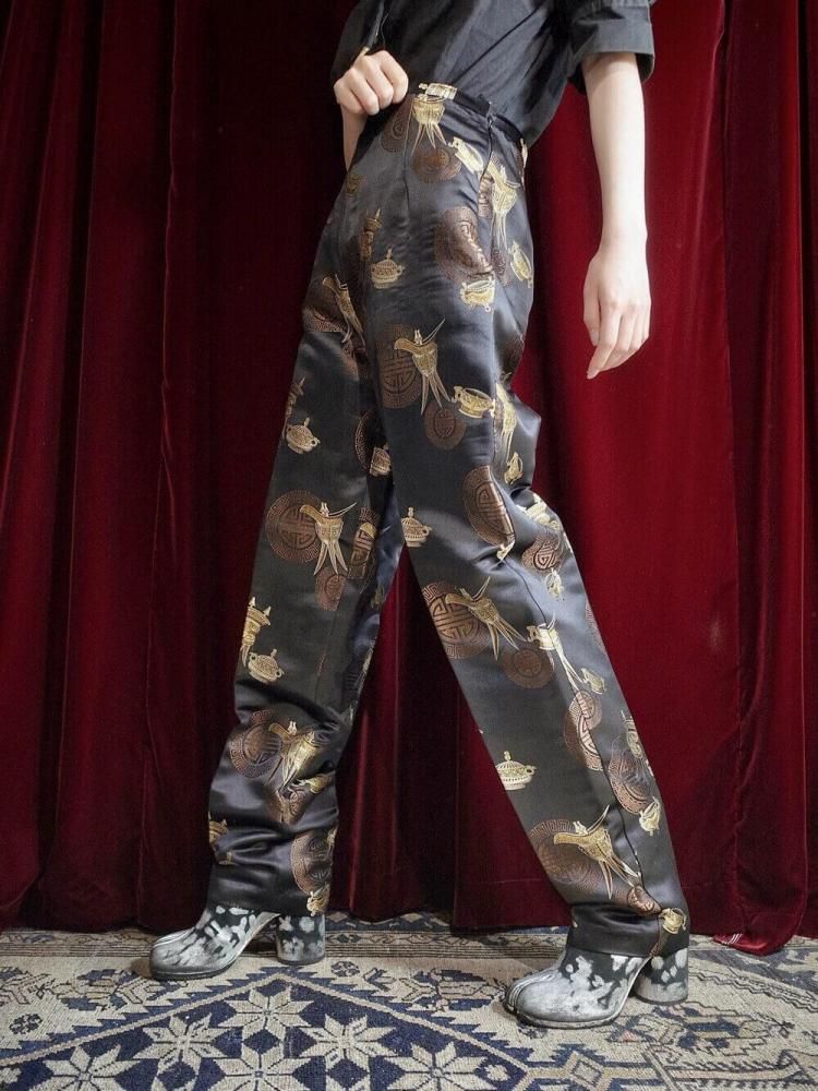 Oriental Jacquard Silk Slacks