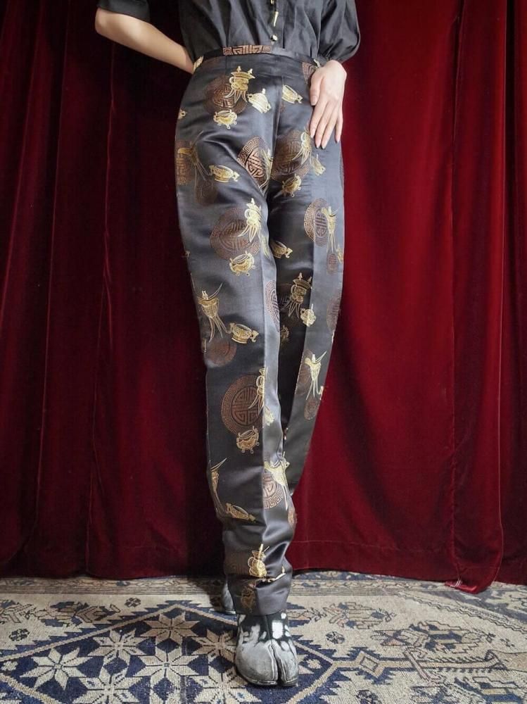 Oriental Jacquard Silk Slacks