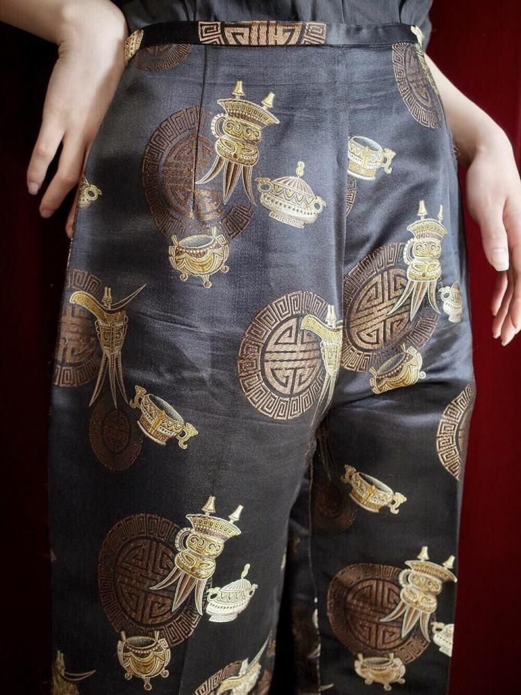 Oriental Jacquard Silk Slacks