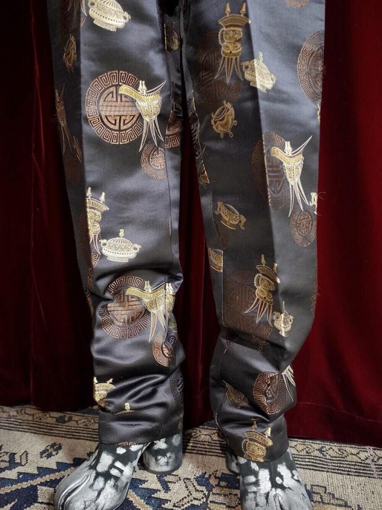 Oriental Jacquard Silk Slacks