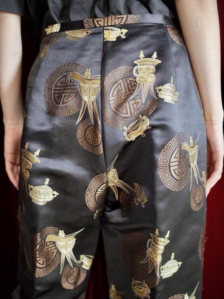 Oriental Jacquard Silk Slacks