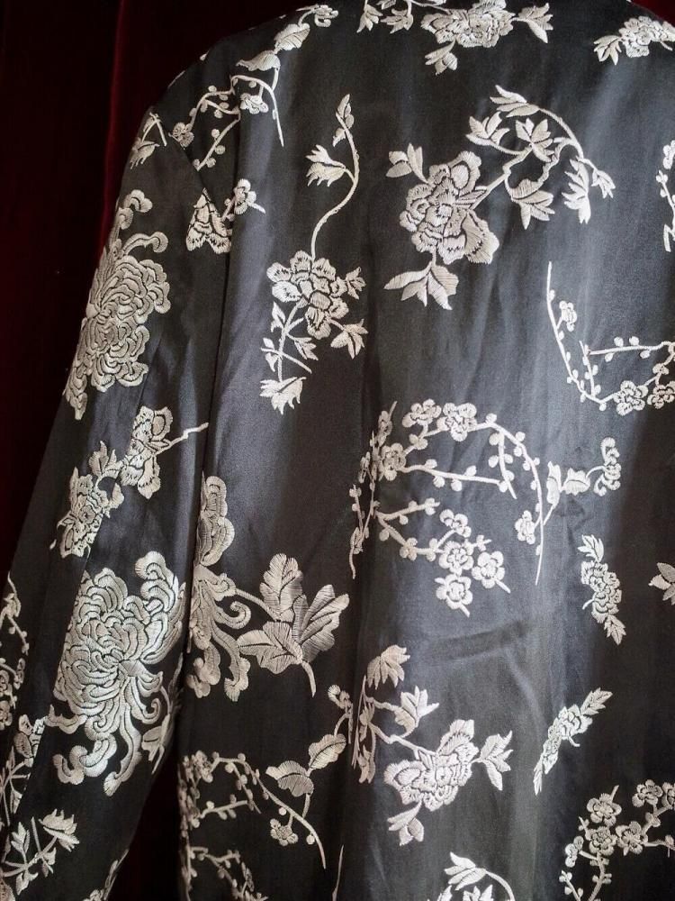 Black Silk  White Embroidery China Jacket