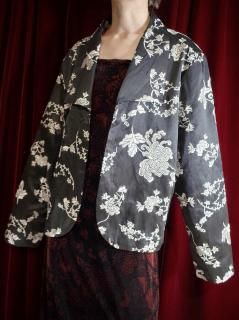 Black Silk  White Embroidery China Jacket