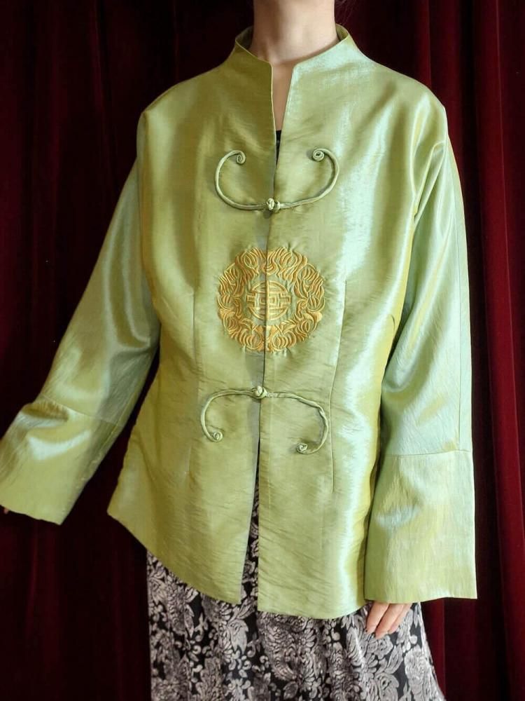 и Mint Green Embroidery China Jacket