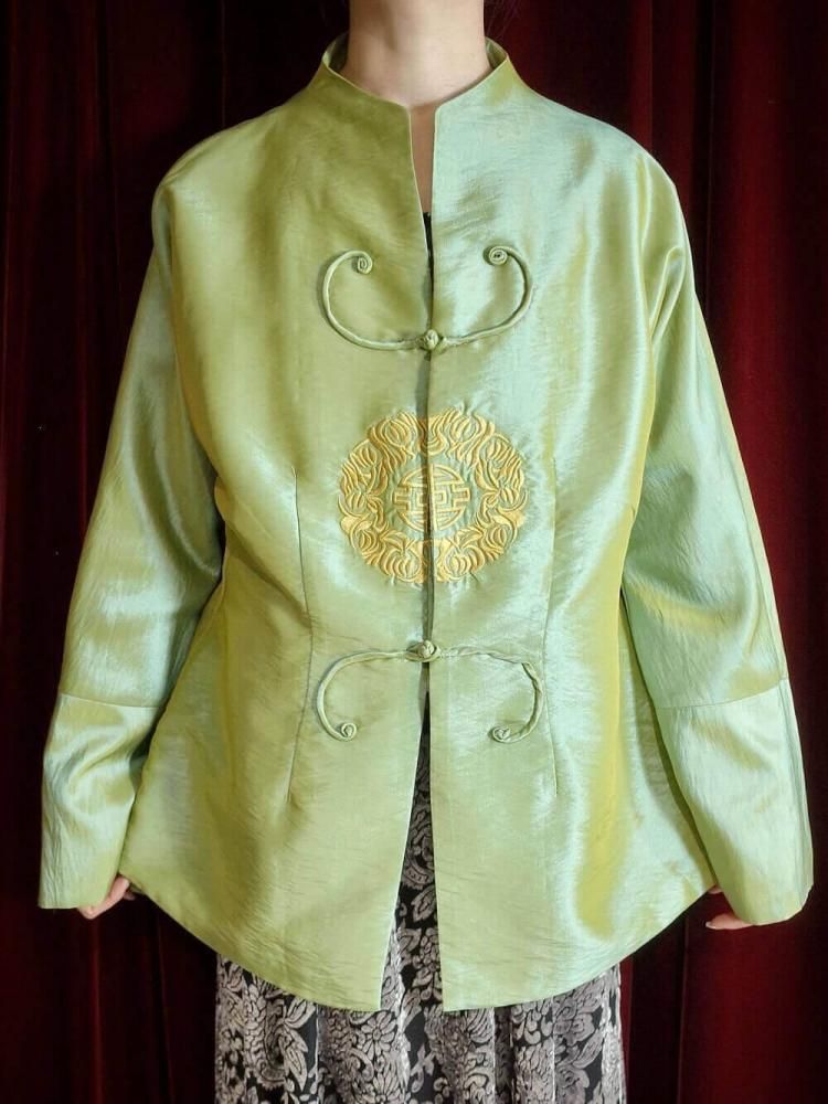 и Mint Green Embroidery China Jacket