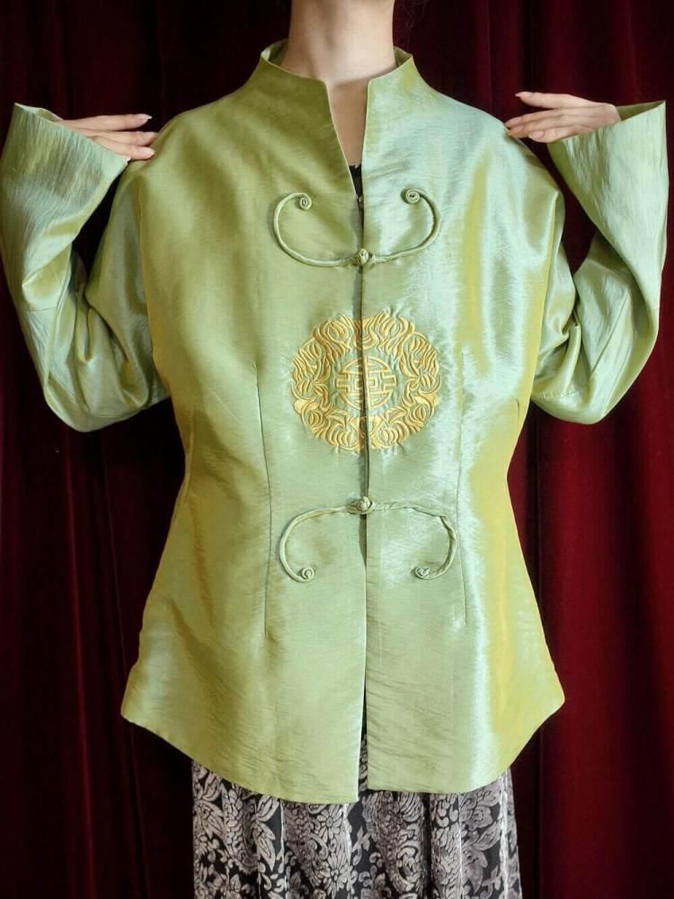 и Mint Green Embroidery China Jacket
