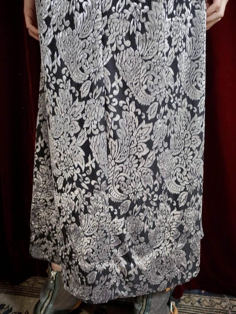 Silver Arabesque Velvet  Sheer Dress