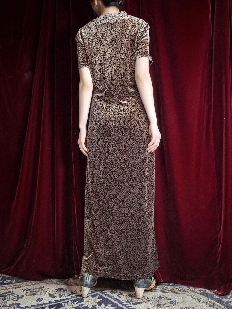 Arabesque Velvet Square Neck Dress