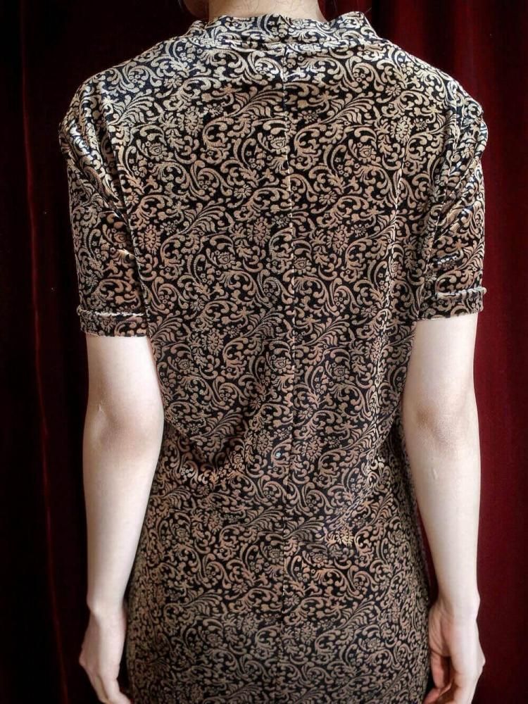 Arabesque Velvet Square Neck Dress