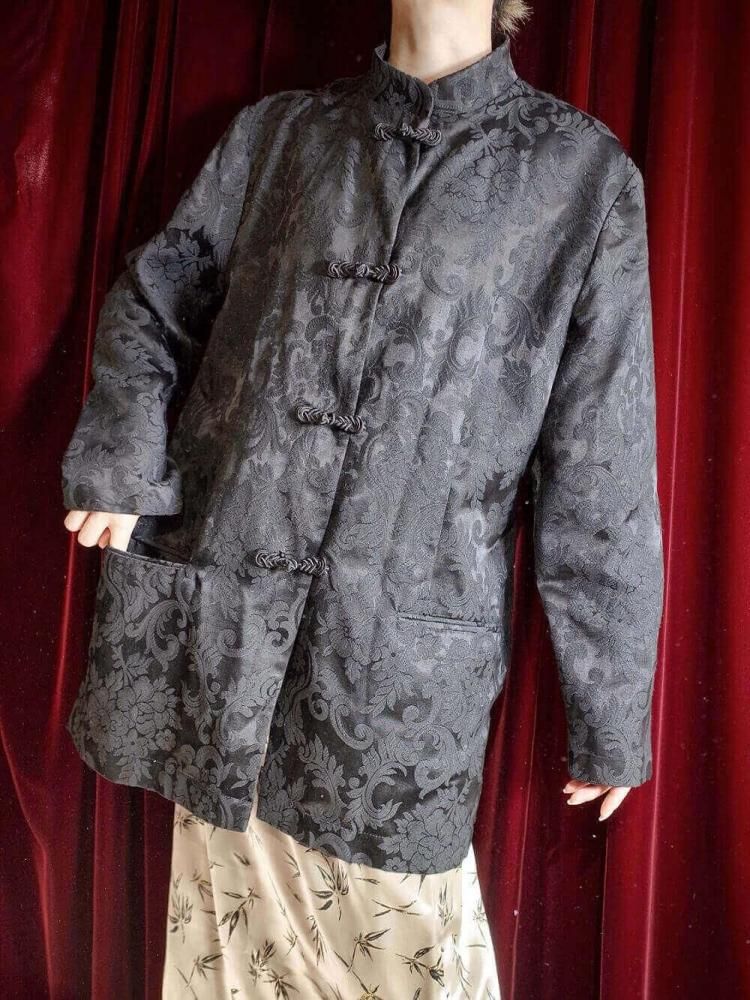 Black Jacquard Arabesque China Jacket