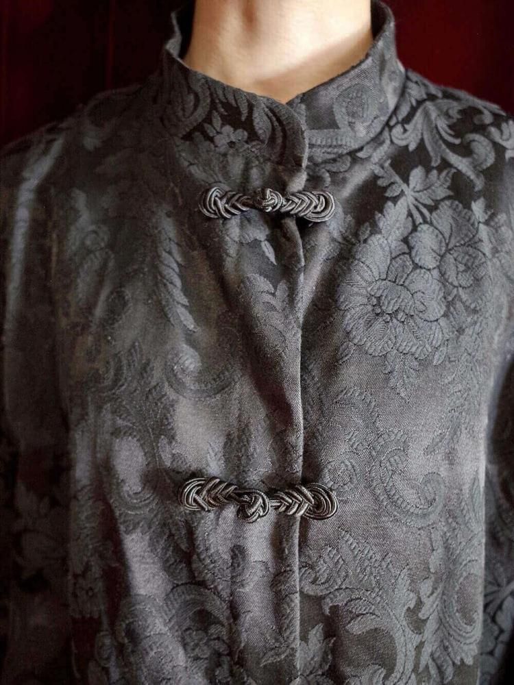 Black Jacquard Arabesque China Jacket