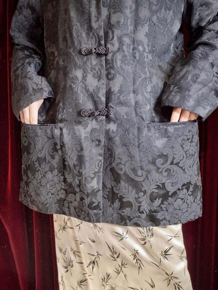 Black Jacquard Arabesque China Jacket