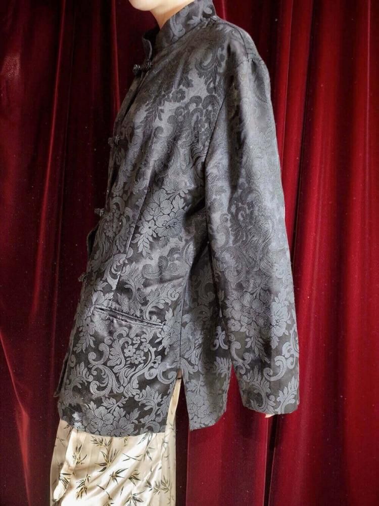 Black Jacquard Arabesque China Jacket