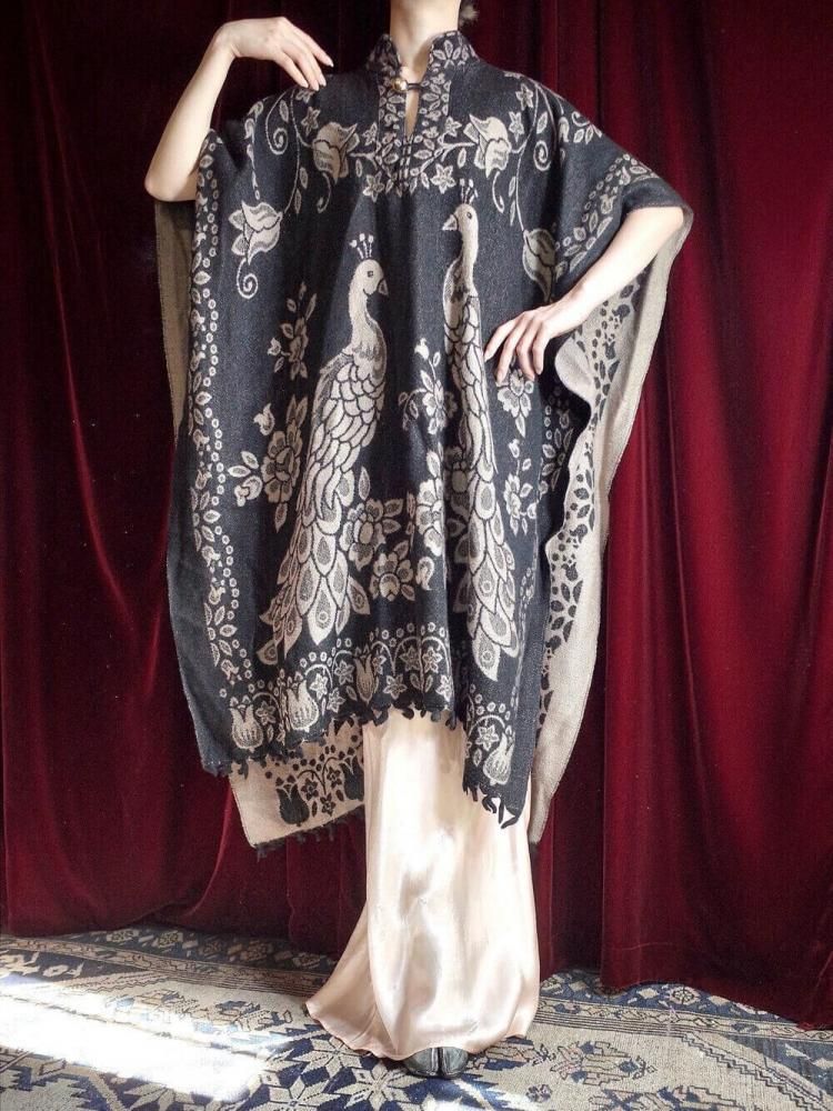 Peacock Woven Poncho