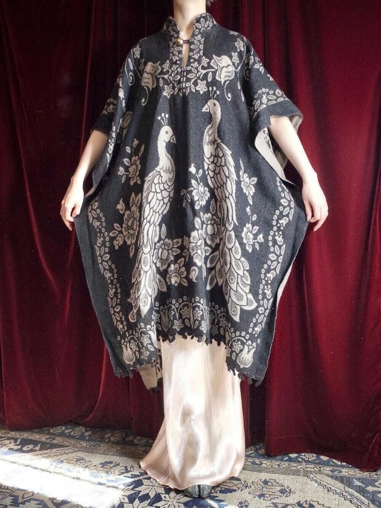 Peacock Woven Poncho