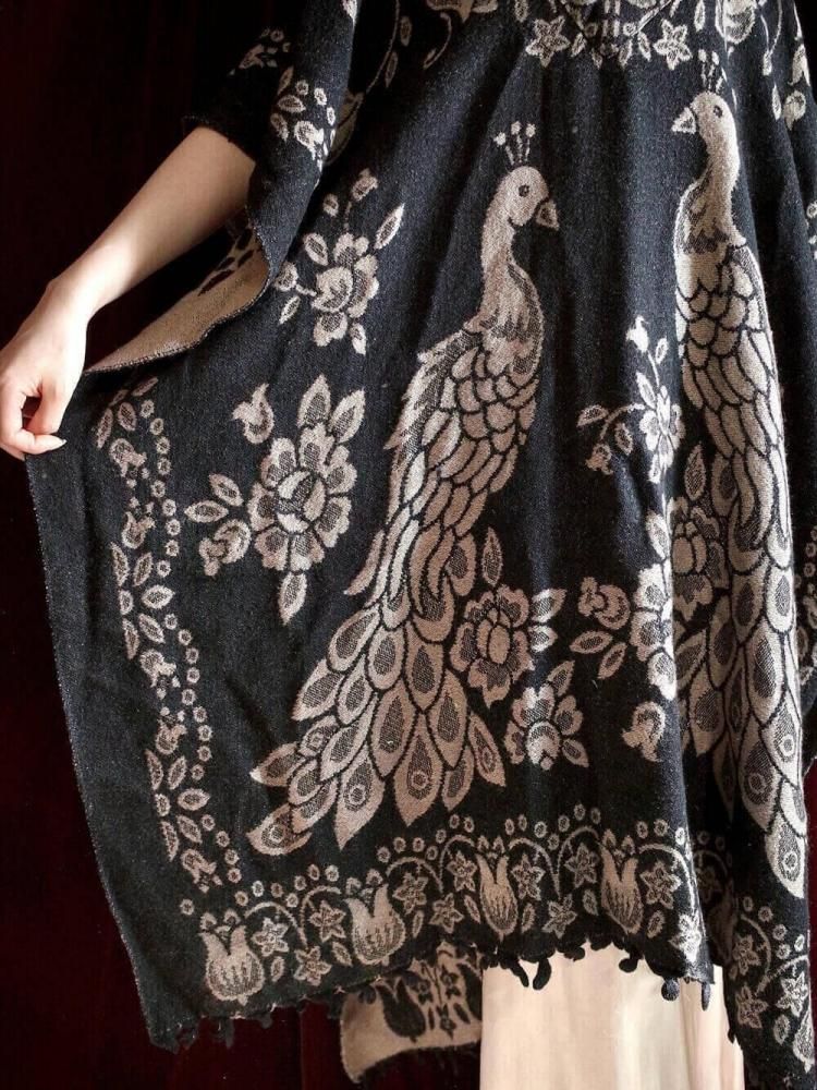 Peacock Woven Poncho
