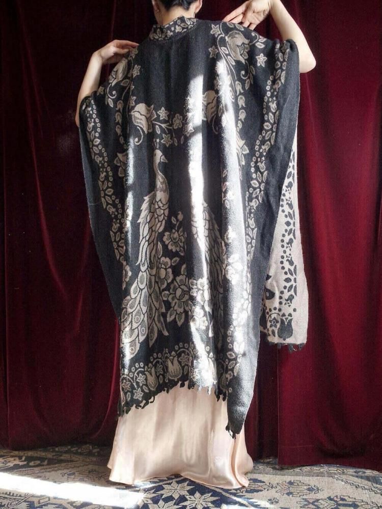 Peacock Woven Poncho