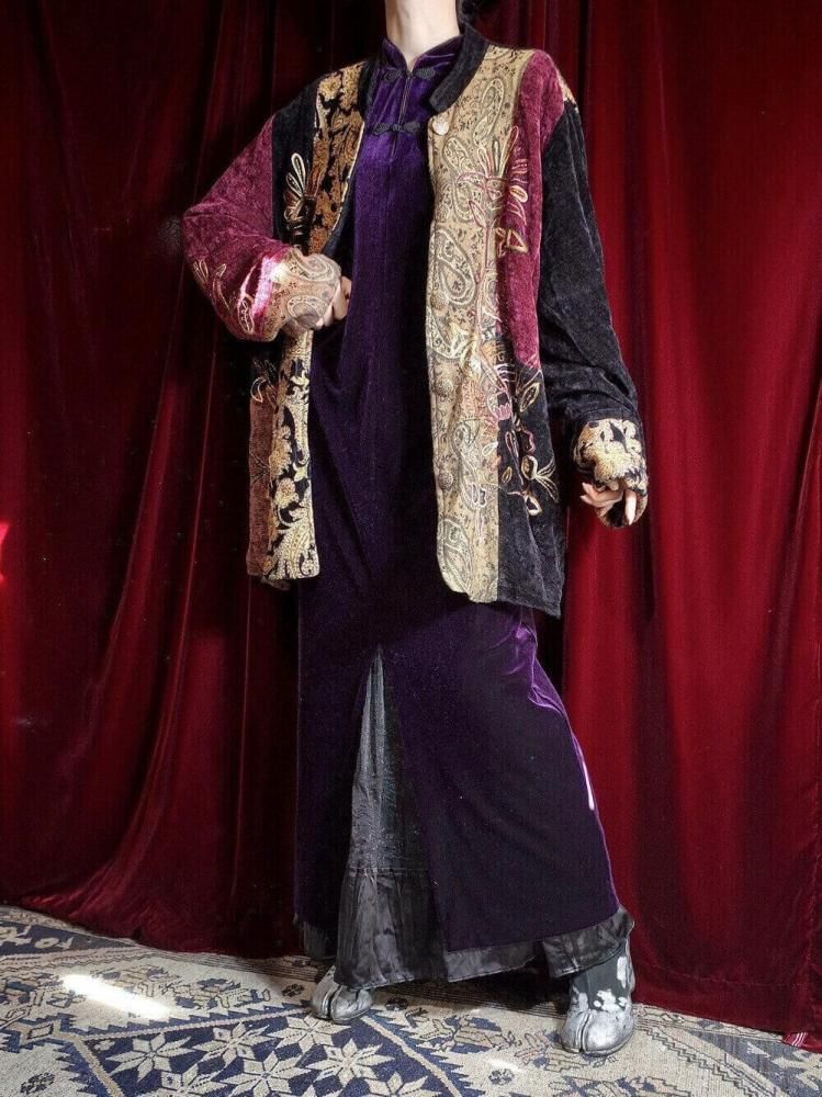 Switch & Embroidery Mao Collar Jacquard Jacket