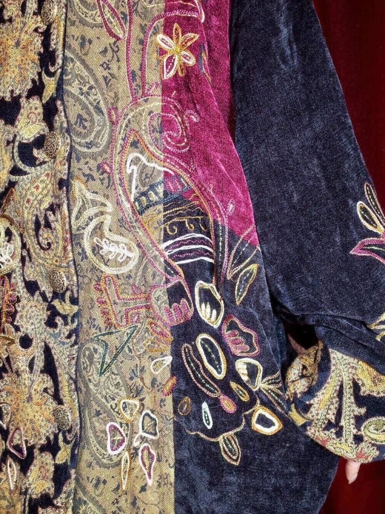 Switch & Embroidery Mao Collar Jacquard Jacket