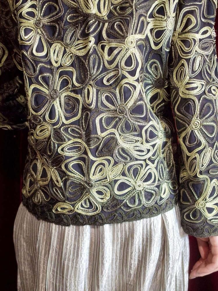 Code Embroidery Mesh Jacket