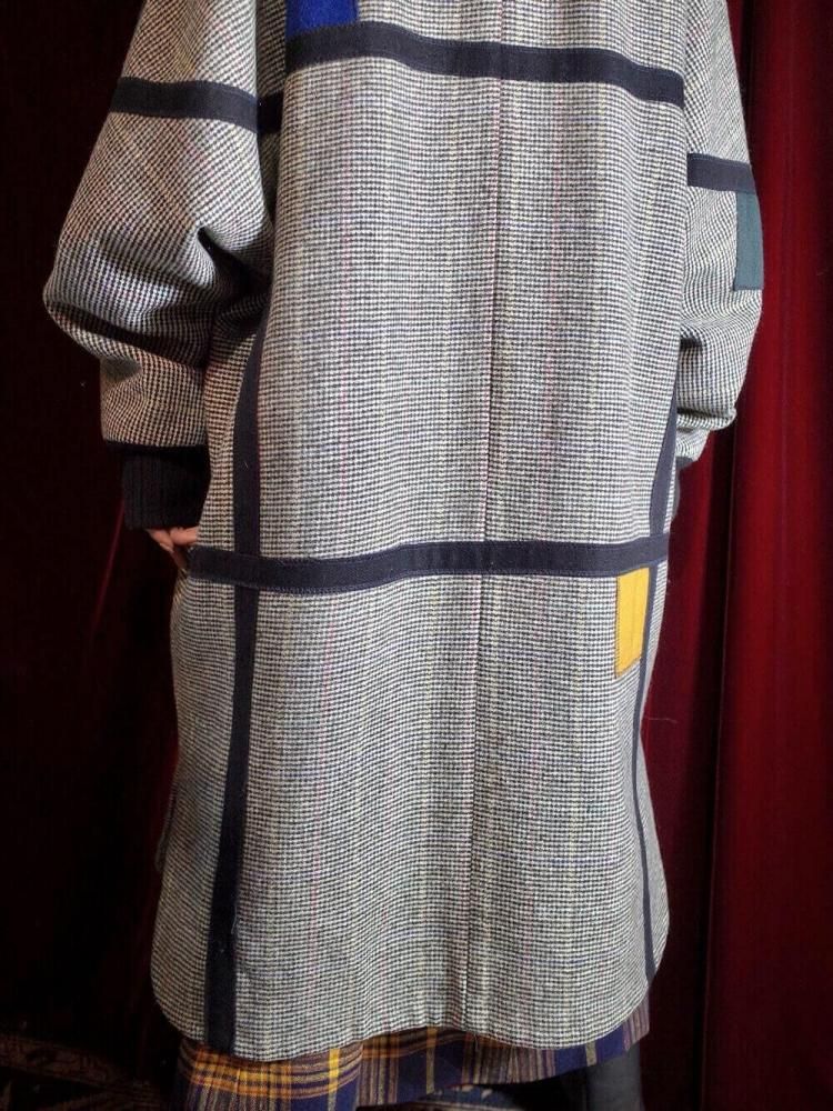 c.1980s Mondrian Pattern & Turn Lock Buttons Hoodie Coat