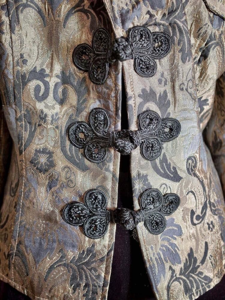 Bronze Arabesque Fur Collar  China Buttons Jacket