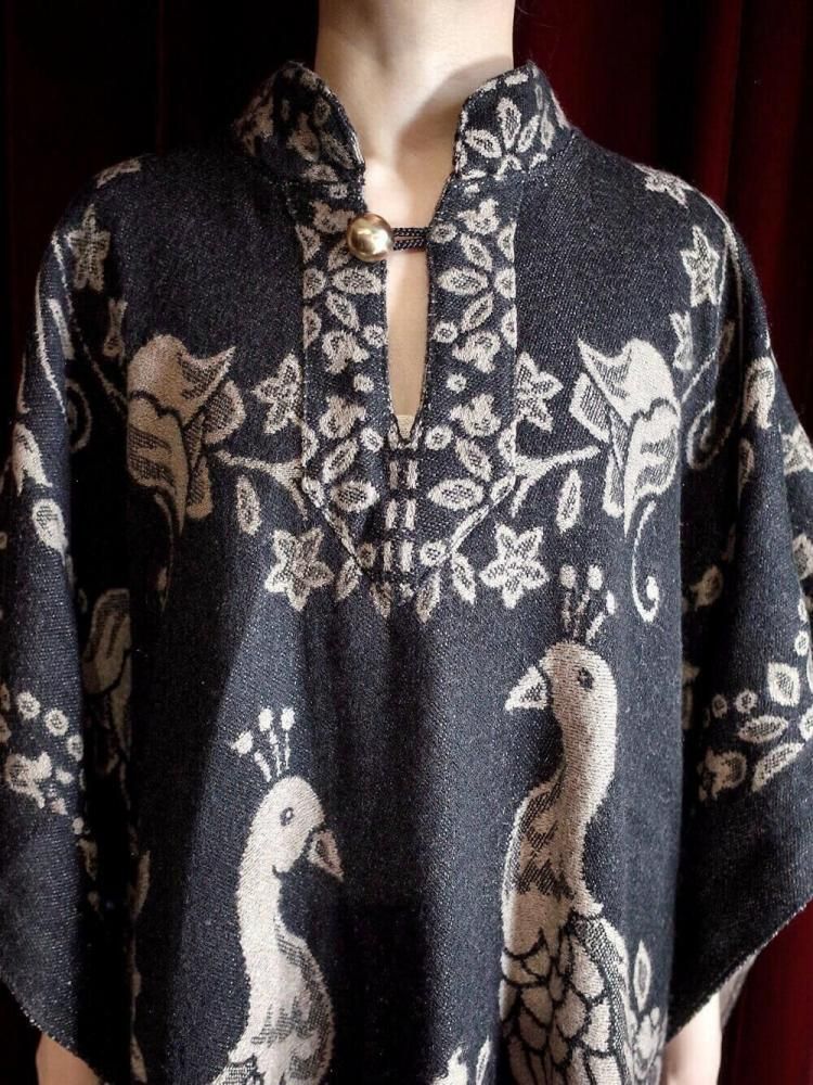 Peacock Woven Poncho
